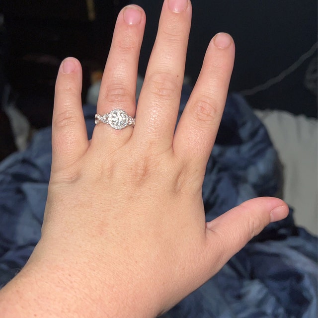 Round Cut Engagement Ring Set 14k/18k White Gold, Round Cut