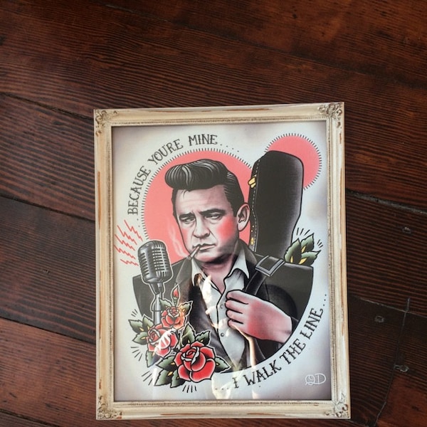 Johnny Cash Tattoo Flash Art Print - Etsy