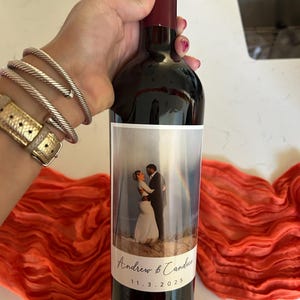 Custom Photo Wine Label - Newly engaged couple wine label, 21st Birthday Gift Wine Label Custom 25th, 30th Birthday gift, Anniversary gift,