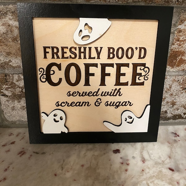 Freshly Boo’d Coffee Sign, Funny Halloween Sign, Coffee Sign, Halloween ...