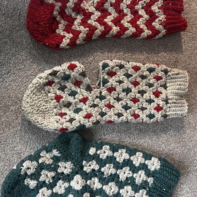 A customer's finished Granny All the Way Stocking Collection Crochet Pattern