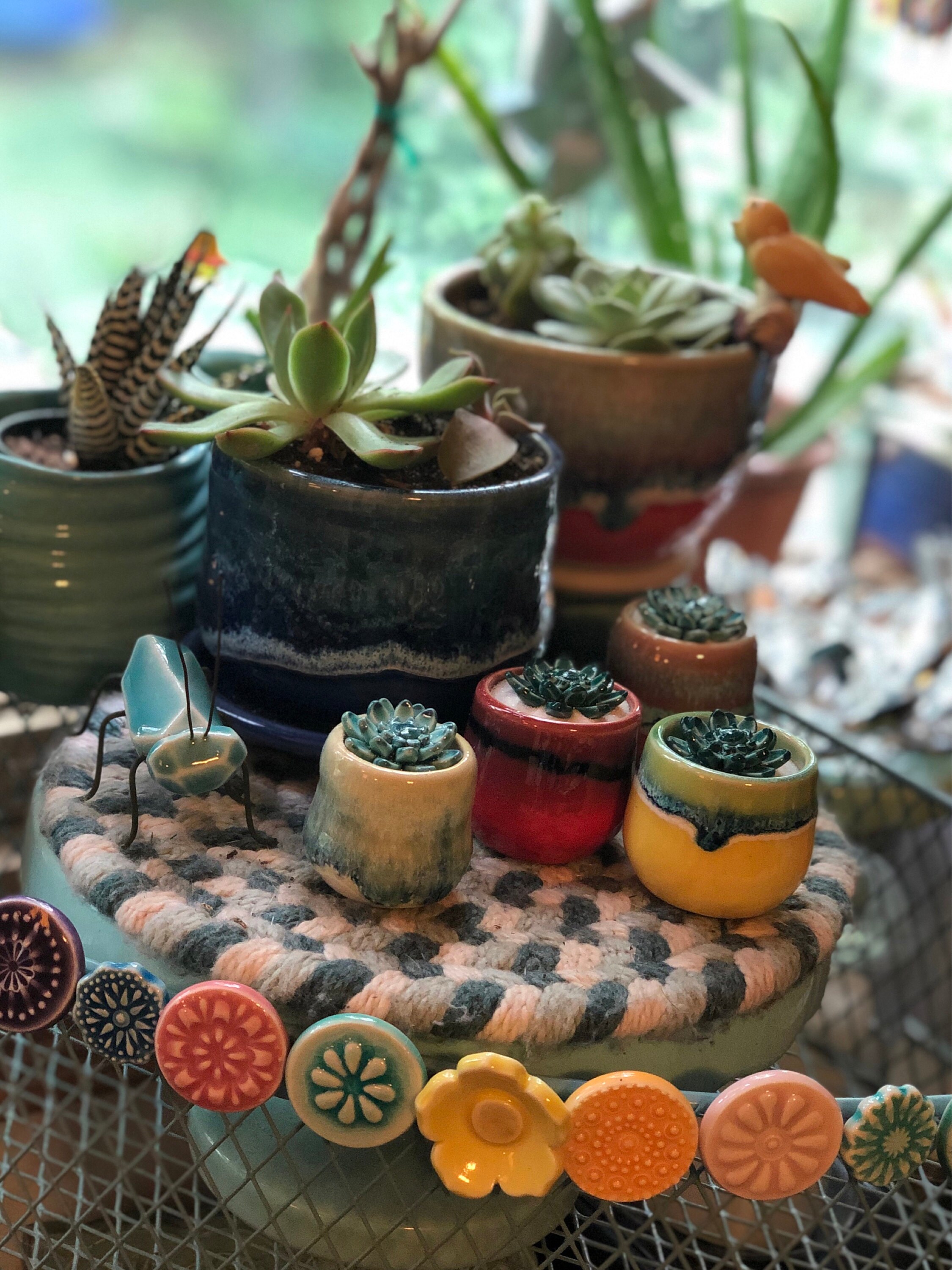tiny faux succulent with planter // succulent container