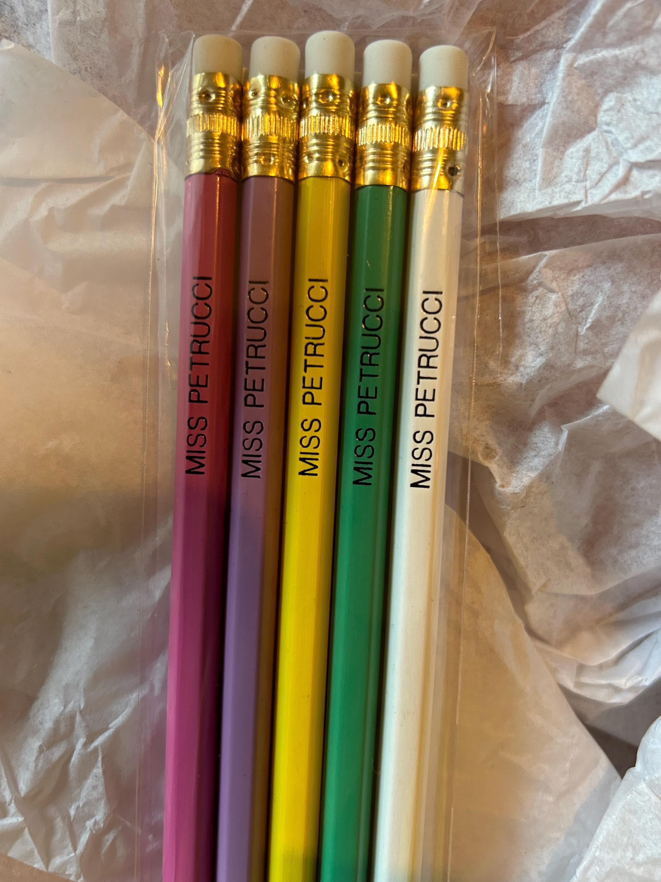 Personalised HB Pencil Set, Black Foil Text, Bulk Pencils, Class Gift, Wedding Favour, Hen Party