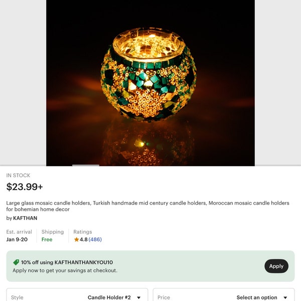 Kafthan Turkish Mosaic Lamp - Stained Glass Moroccan Table Lamp With Bulb Included