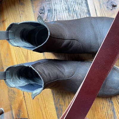 Distressed Dark Brown Leather Snap Belt Strap 1.5'' Strap Genuine Cow ...