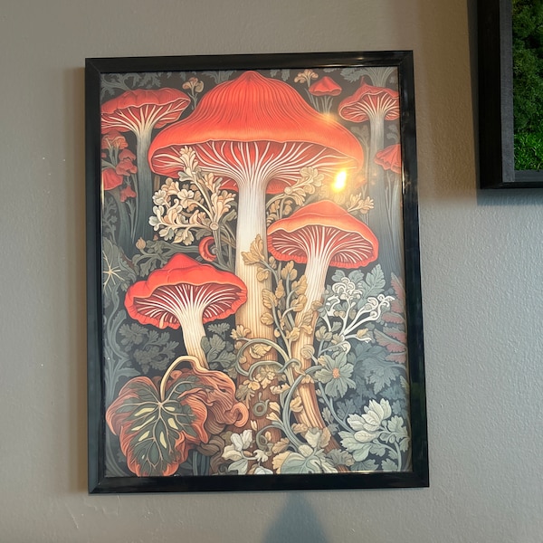 William Morris Inspired Mushroom Art Print, Mushroom Print, Botanical ...