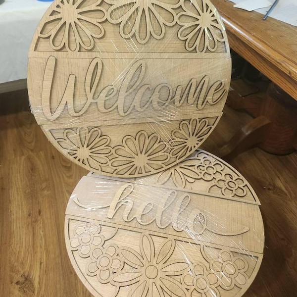 Welcome Flower Pattern Sign, Digital Download, SVG Laser Cut File ...