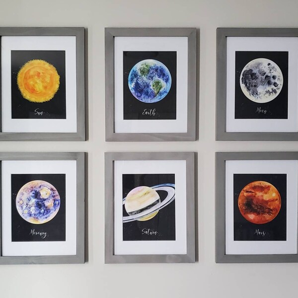 Space Print Set of 6, Outer Space Decor, Solar System Prints, Space ...