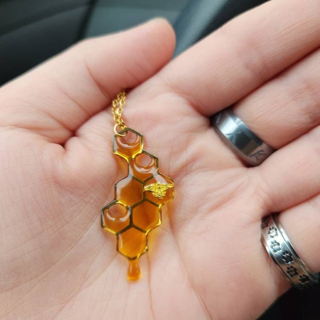 Gold Dripping Honeycomb Necklace, HGN2, Hypoallergenic