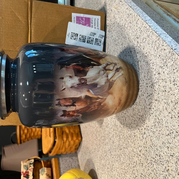 Mission Style Amber Stained Glass Cremation Urn Funeral Urn With FREE