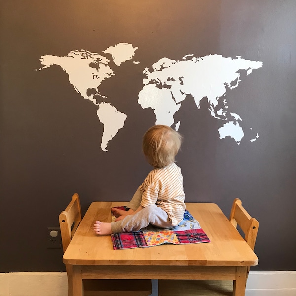World Map Wall Decal – Removable Vinyl Office Art Sticker - A160 - Etsy