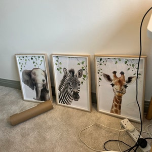 Safari Animal Nursery Prints, Set of 3 Safari Nursery Wall Art Pictures ...