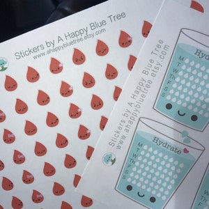 MINI Happy Blood Drop Reminder Tracker Cute Kawaii Personal Planner ...