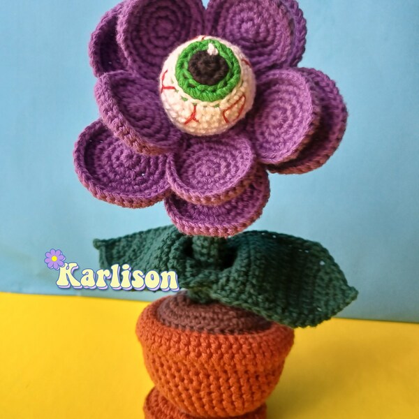 Crochet PATTERN Halloween Eye Flower, Amigurumi Creepy Plant Decoration ...