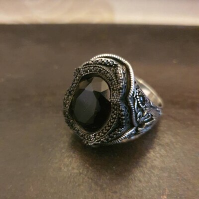 Turkish Handmade 925 Sterling Silver Jewelry Black Onyx Men's Ring All ...