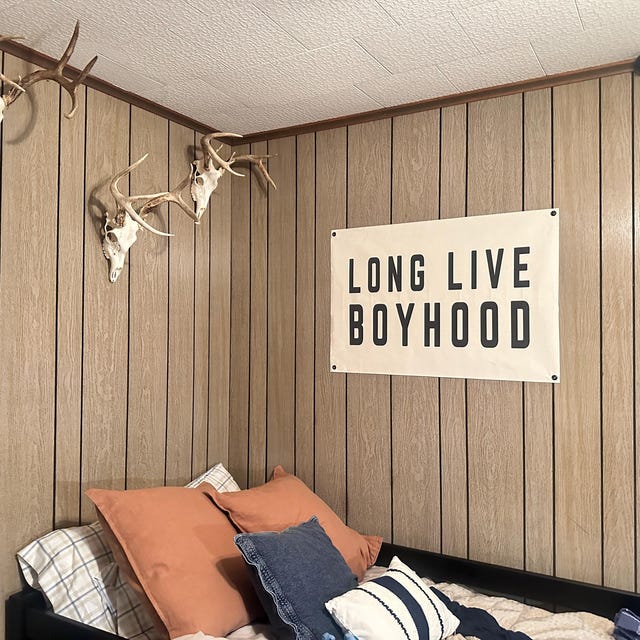 Striscione Lino 'Long Live Boyhood' - Decorazione Camera Bambini 50x76cm - Foto 5