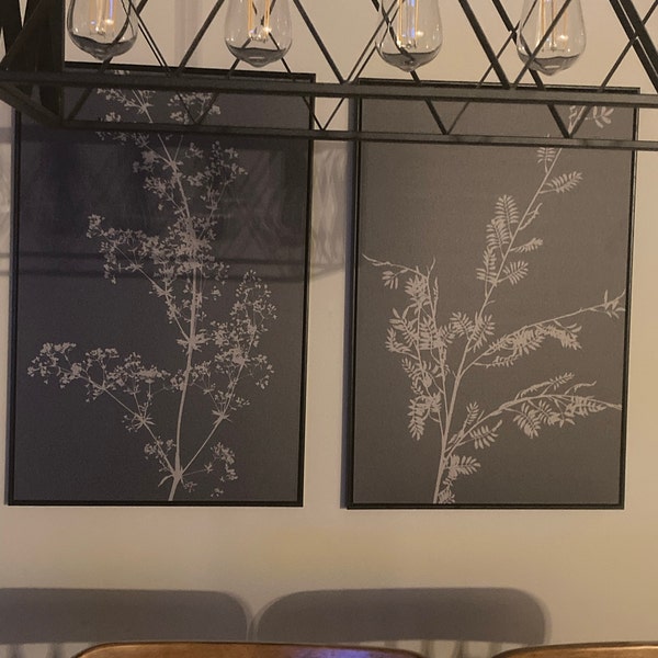 Dustinway Framed Canvas Print Wall Art Set of 2 Wildflower Botanical ...