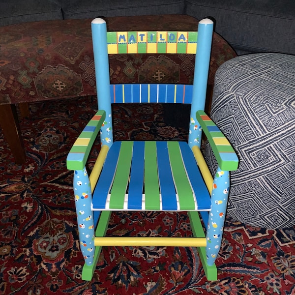 Hand Painted Children's Rocking Chair - Etsy