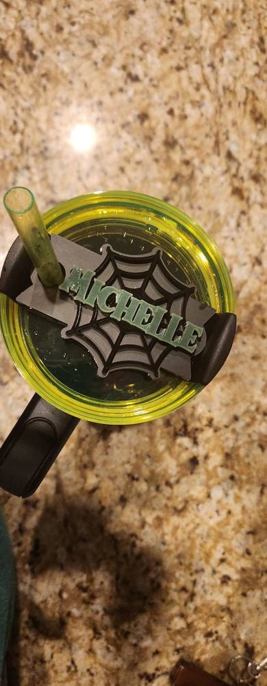 Glow In The Dark Spider Web Halloween Tumbler Topper | 20, 30oz, 40oz, or 64oz Stanley Quencher| Accessory Tag Plate Stanley Flowstate h2.0