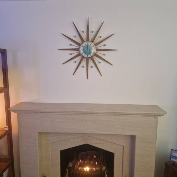 British Made 24 Inch Mid Century Style Starburst Clock by Royale 12 ...