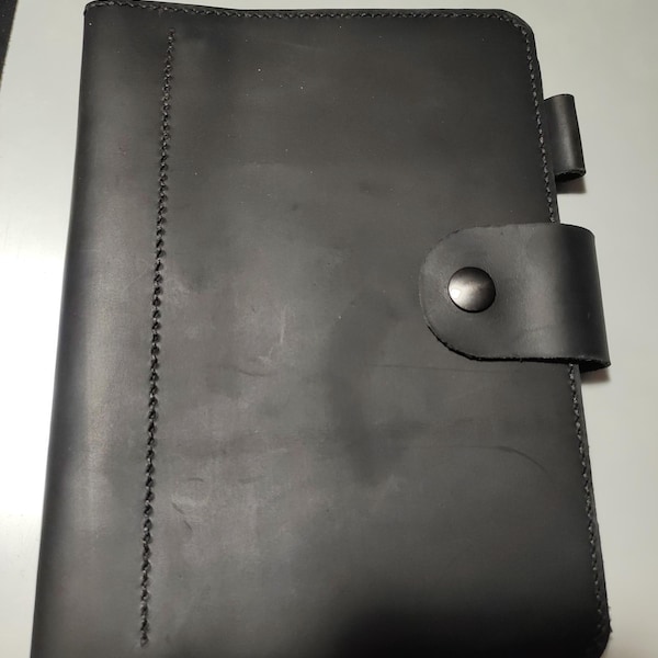 All Black Leather Refillable Planner , Leather A5 6 Ring