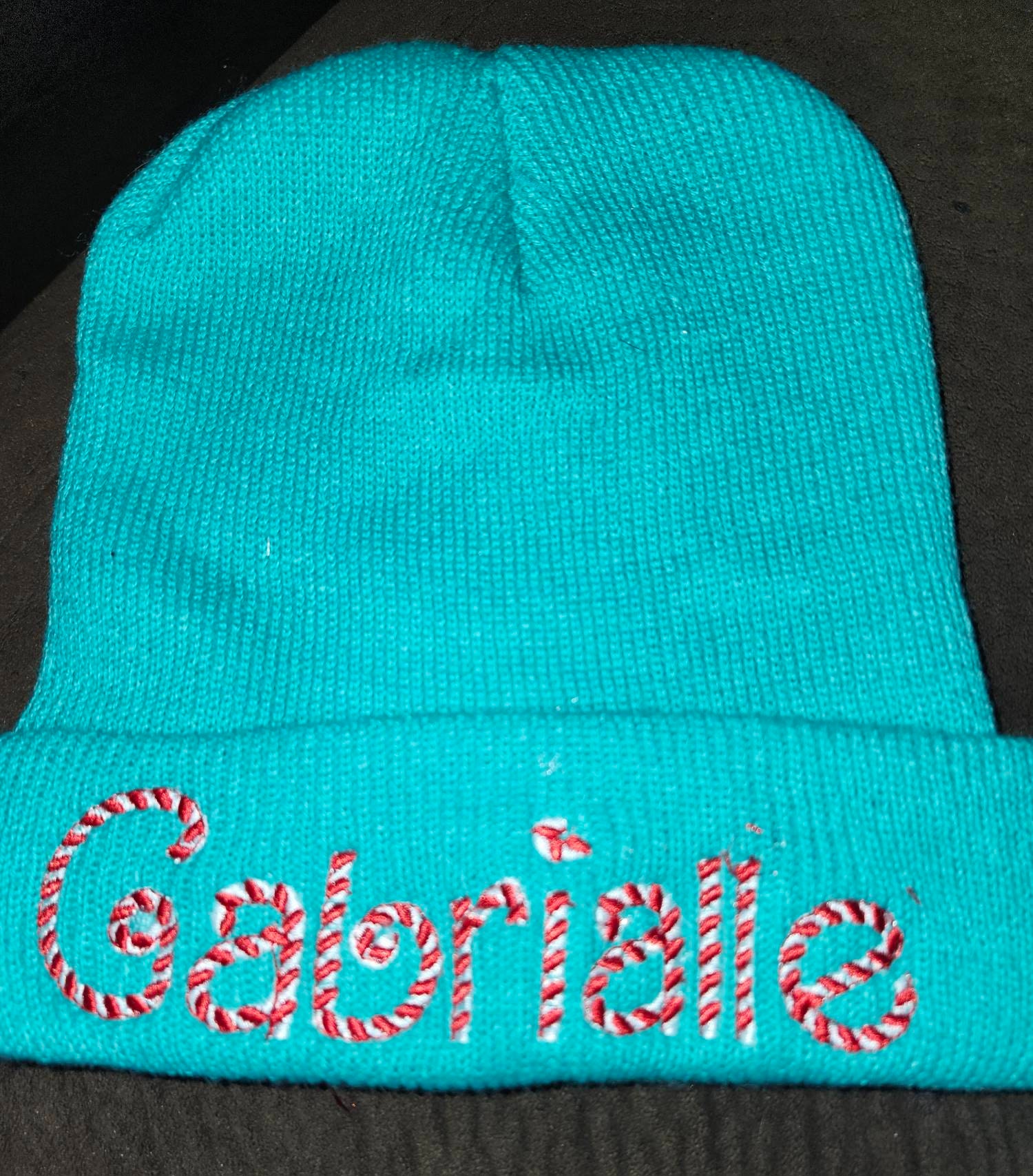 Customer project using Classic 2-Color Candy Cane Font embroidery design