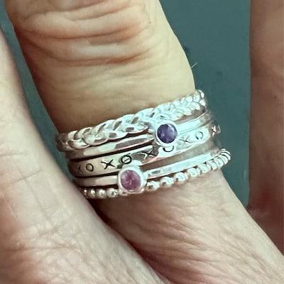 925 Solid Sterling Silver Stacking Rings for Women XO Thin Band ...