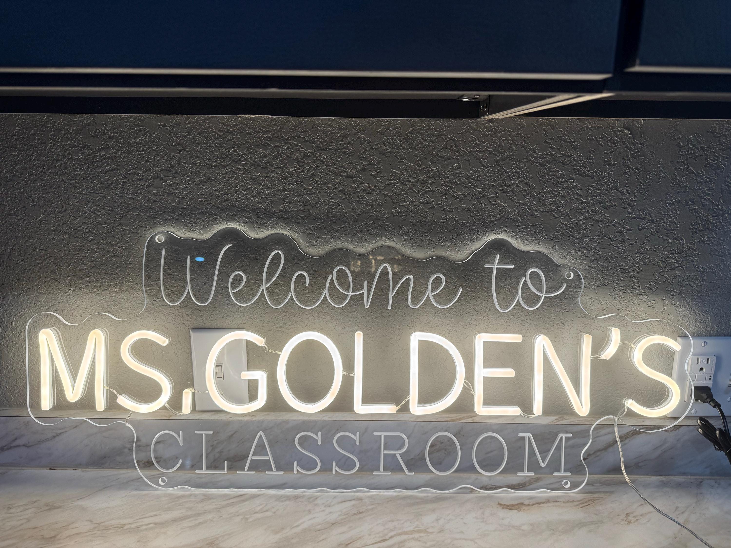 Teacher Name Neon Sign For Classroom, Teacher Name Sign, Classroom Decor, Teacher Welcome Sign, Door LED Hanger