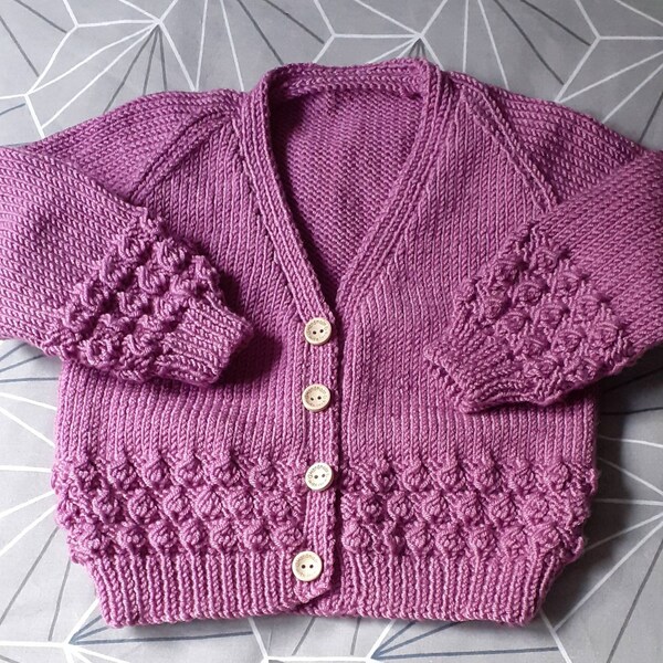 Baby Toddler Girls Plain or Lacy Sweater Cardigan V Round Neck Jumper PDF Knitting Pattern Cotton DK 8ply 18 - 22 3mths - 2 yrs Vintage