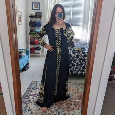 Navy Blue Embroidered Caftan, Women's Caftan, Wedding Dress ...