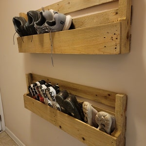Wall Shoe Rack, Entry Way Organizer, Shoe Shelf, Storage Shelf, Wooden ...