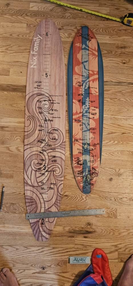 Surfbrett-Wachstumskarte, Holz-Höhentafel, Ozean-Dekor, Kinderzimmer-Dekor, Küsten-Kinderzimmer-Dekor, Surfbrett-Wandkunst, Strand-Themen, Junge, Mädchen, Lineal