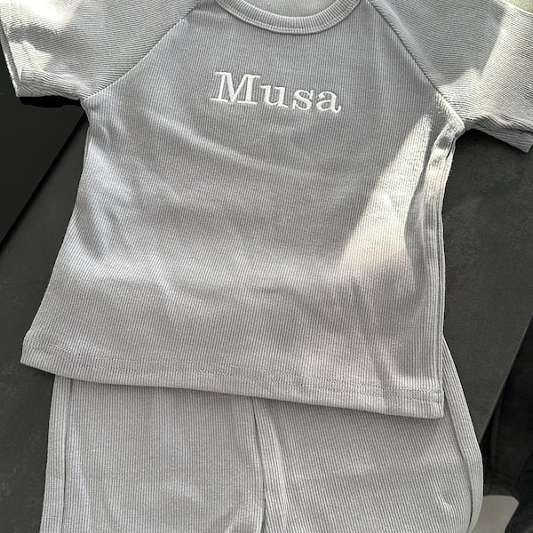 Summer Personalised Child Ribbed Sets | Embroidered Kids Sets ...