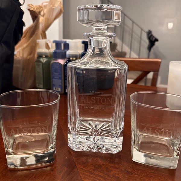 Engraved Bourbon Decanter Set With Bourbon Glasses - Bourbon Decanter, Decanter Set Personalized ...