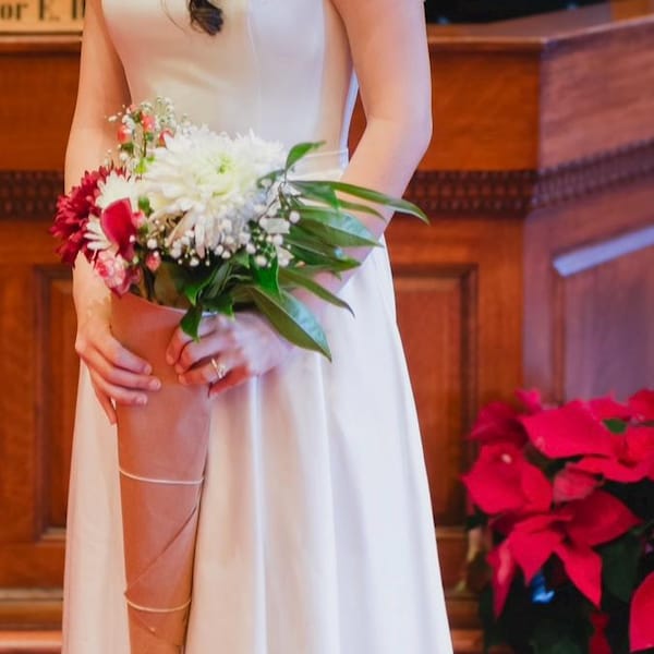 Long Satin Bridal Gown With Classy Boat Neck Brianna | A-line ...