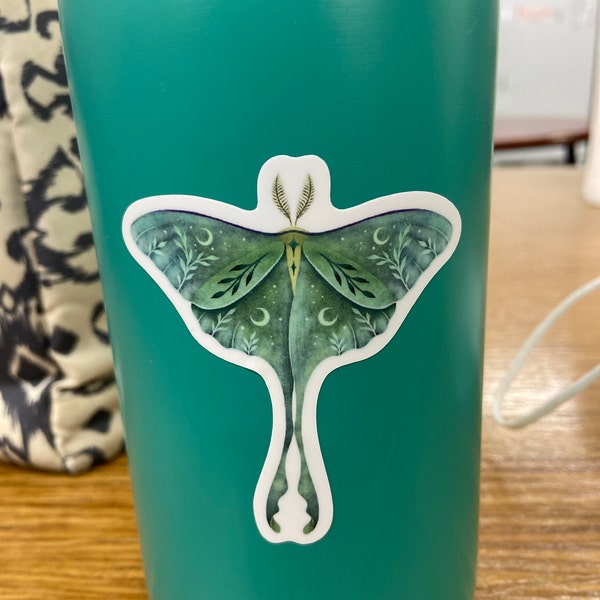 Luna Moth Die-cut Stickers, Vinyl Sticker, Nocturnal Moon Moth Sticker ...