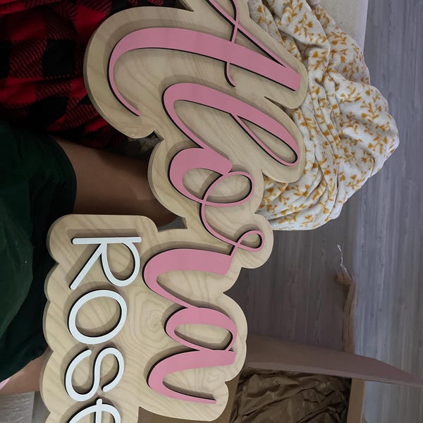Personalized 3D Nursery Baby Name Sign | Custom Wood Name Plaque ...