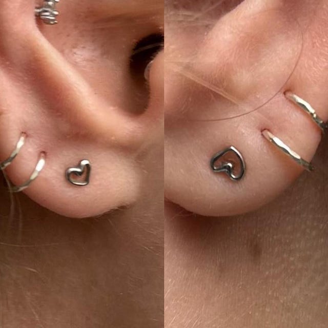 Sibilia Hug earrings SMオシャレなハンドクラフトピアス Sterling Silver Huggie Earrings Small Hoop Earrings