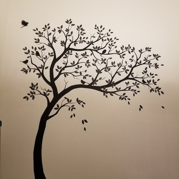Wall Decal Large Tree Decals Huge Tree Decal Nursery With Birds Tree ...