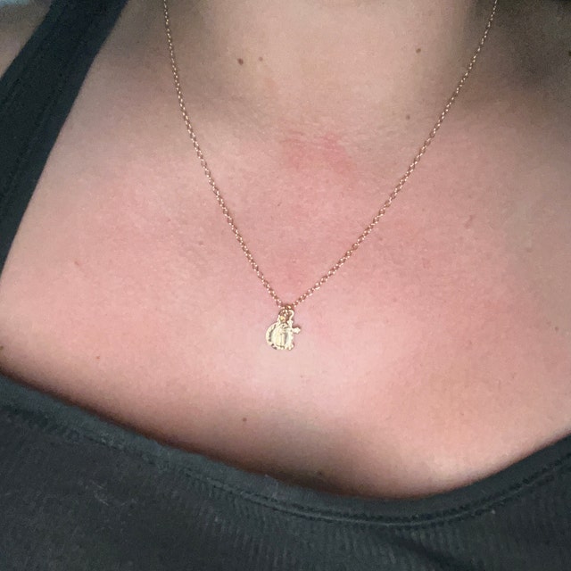 Tiny Cross & Saint Charm Necklace, Vintage Cross, Virgin