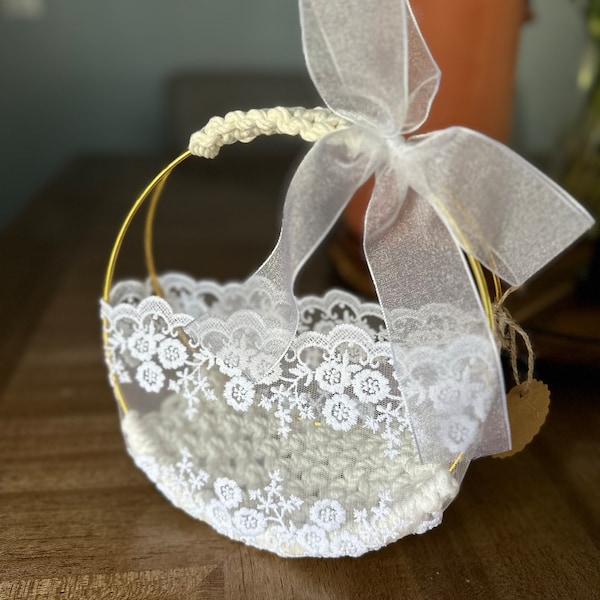 Flower Girl Basket | Crochet Basket | Boho Flower Girl | Personalized ...