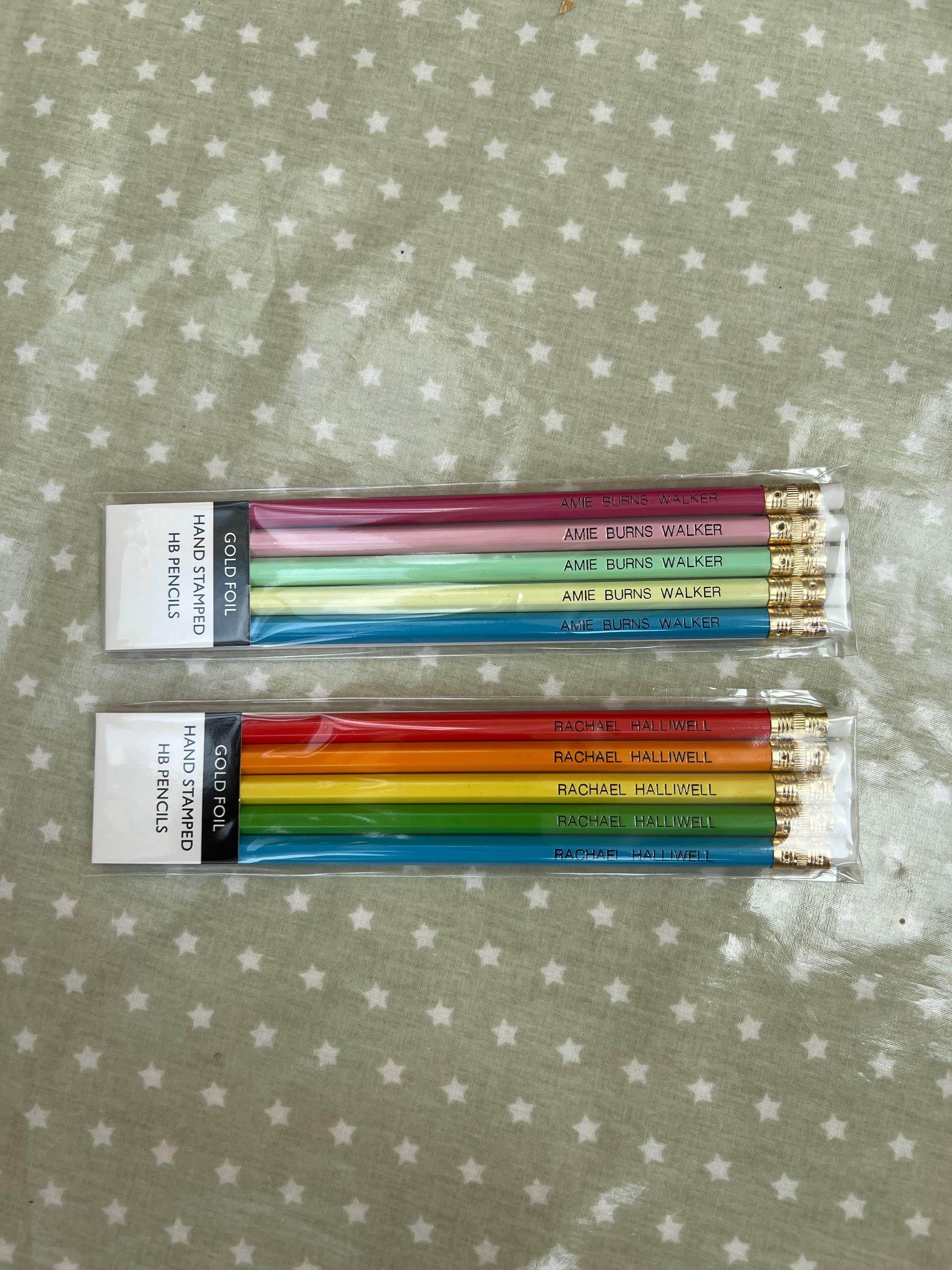 Personalised HB Pencil Set, Black Foil Text, Bulk Pencils, Class Gift, Wedding Favour, Hen Party