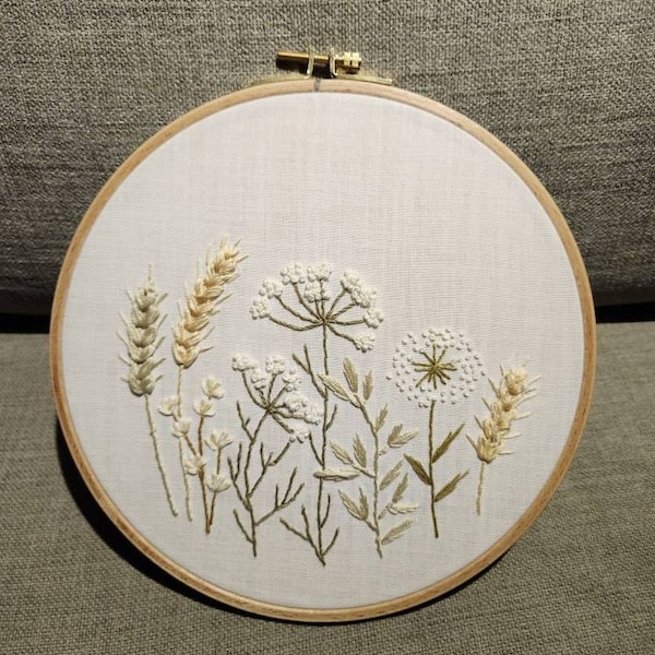 Wildflowers Embroidery Pattern + Video Tutorial, Beginner Embroidery ...