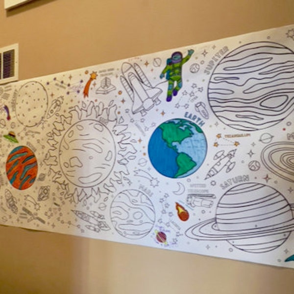 GIANT Outer Space Coloring Poster or Tablecloth | Personalized Outer ...