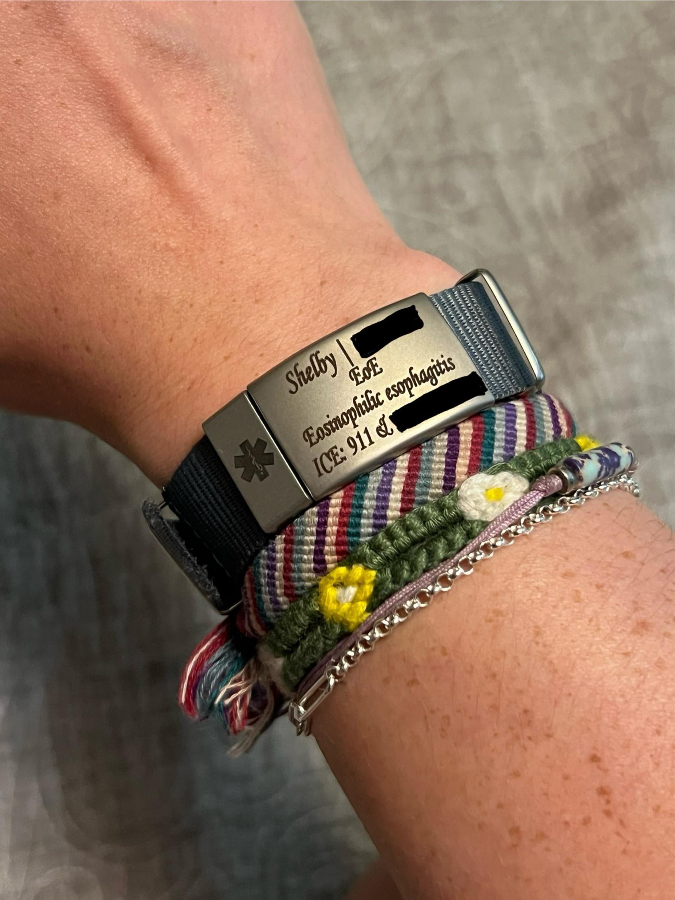 Emergency bracelet, personalized medical alert bracelet, allergy bracelet, diabetic, medical Id bracelet woman, kids medical ID bracelet