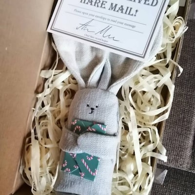 Natural Hare Mail Happy Mail Personalised Hare Personalised Gift Etsy