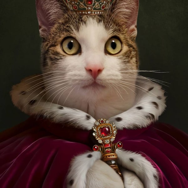 Custom Royal Pet Portrait From Photo – Renaissance Style King or Queen ...