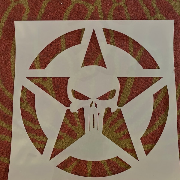 Punisher Skull Star Stencil - Reusable Craft Stencils of the Punisher Skull in a Star - Better ...