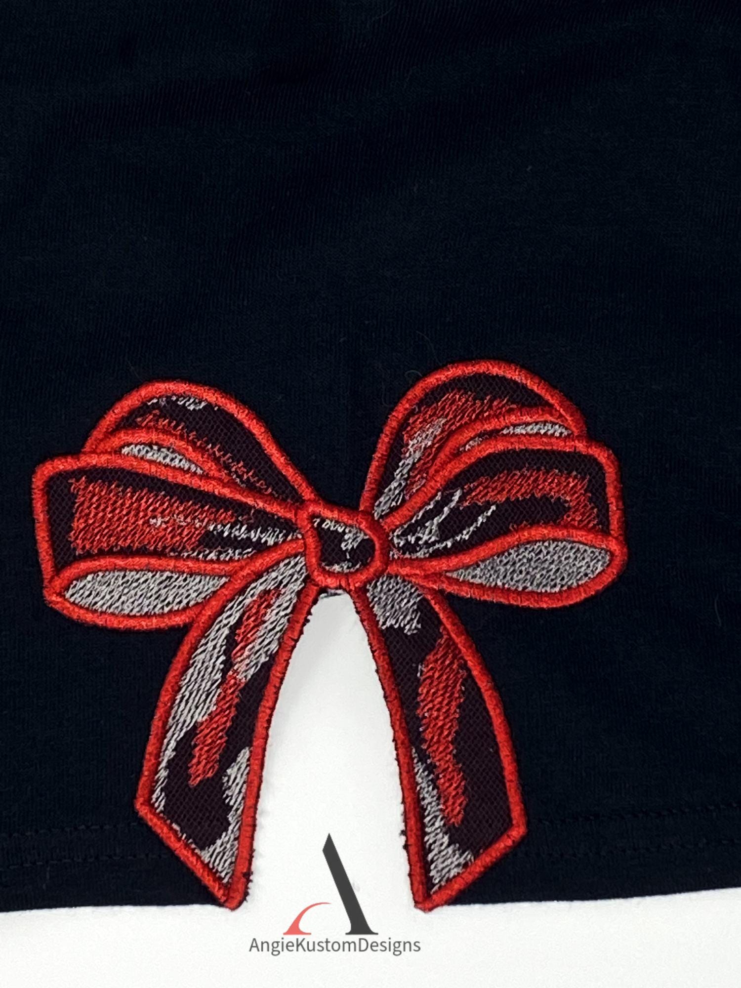 Customer project using Classic Bow Applique with Shadow embroidery design