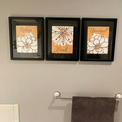 Gray Bathroom Wall Art Prints or Canvas, Relax Soak Unwind Bathroom ...